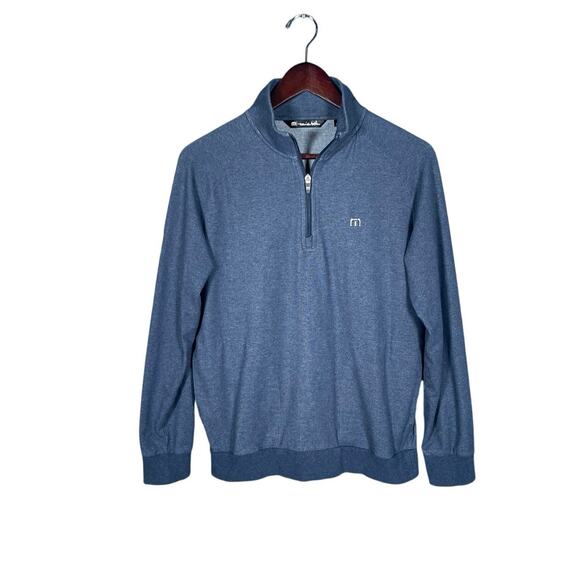 Travis Mathew Other - Travis Mathew Pullover Mens Medium Blue 1/4 Zip LS Logo Pockets Casual Workwear